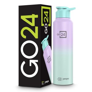 Water Bottle 1 ltr Stainless Steel Sports/Fridge Bottle with Sipper Cap | 1-Year Warranty |Single Wall| For Home, Office, Gym, Travelling| Lightweight |Craft Pro 950ml | Green-Purple Ombre
